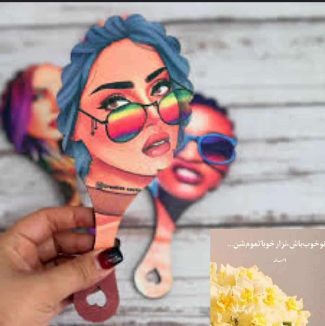 آینه دسته چوبی سایز بزرگ